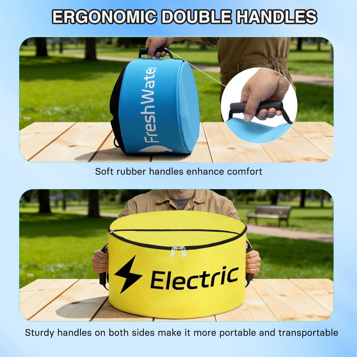 image:imageNilight 3 Pack RV Hose Storage Bag Waterproof Utility Bag with Visible Cover amp Dual Zipper Closure RV Storage and Organization for Sewer Fresh Water Hoses Electrical Cords Camper Tools Accessories3 PCS BlueBlackYellow