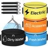 Nilight 3 Pack RV Hose Storage Bag, Waterproof Utility Bag with Visible Cover & Dual Zipper Closure RV Storage and Organization for Sewer, Fresh Water Hoses Electrical Cords Camper Tools Accessories(4 PCS  Blue+Black+Yellow+Orange)