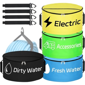 Nilight 3 Pack RV Hose Storage Bag, Waterproof Utility Bag with Visible Cover & Dual Zipper Closure RV Storage and Organization for Sewer, Fresh Water Hoses Electrical Cords Camper Tools Accessories(4 PCS  Blue+Black+Yellow+Green)